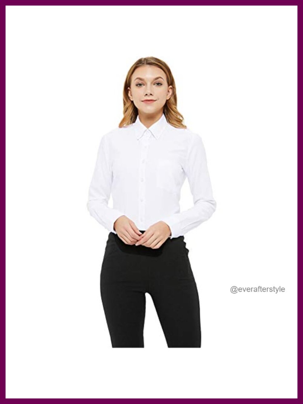 Women's Long Sleeve Button Down Oxford Shirt Wrinkle Resistant Work Blouse